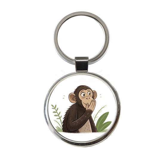 Speak No Evil Monkey Funny Round Metal Keychain