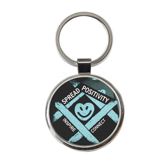 Spread Positivity Inspire Connect Round Metal Keychain