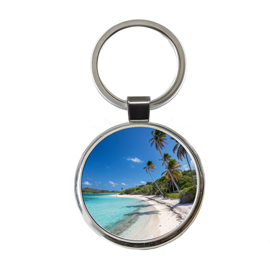 Aruba Tropical Beach Vacation Round Metal Keychain