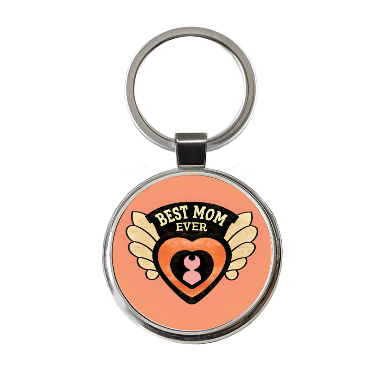 Best Mom Ever Round Metal Keychain
