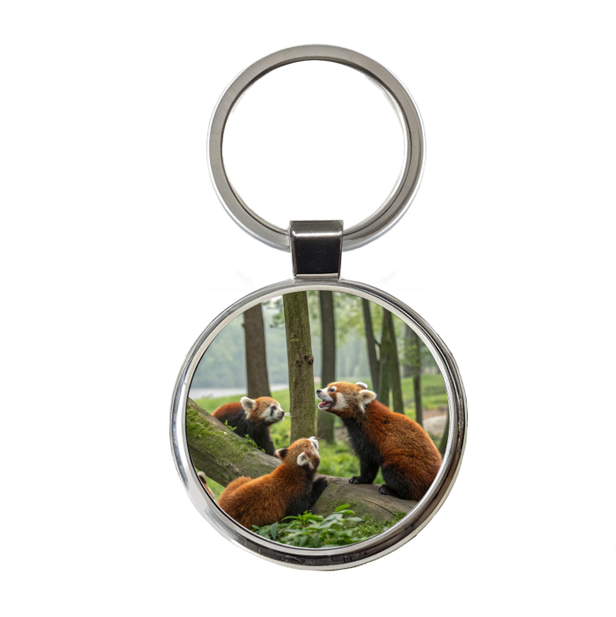 Bunch Of Red Pandas Round Metal Keychain