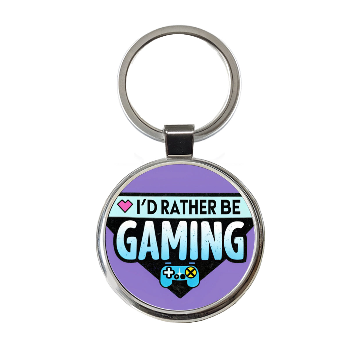 I'd Rather Be Gaming Gamer Round Metal Keychain