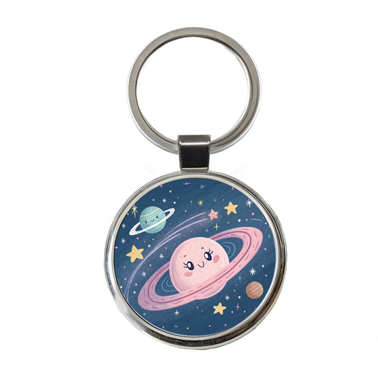 Kawaii Space Milky Way Round Metal Keychain