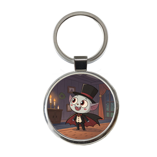 Kawaii Vampire Round Metal Keychain