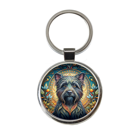 Affenpinscher Dog Art Nouveau Round Metal Keychain
