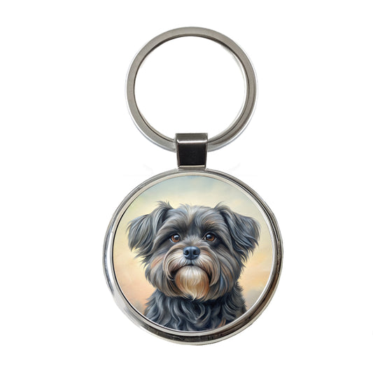 Affenpinscher Dog Illustration Round Metal Keychain
