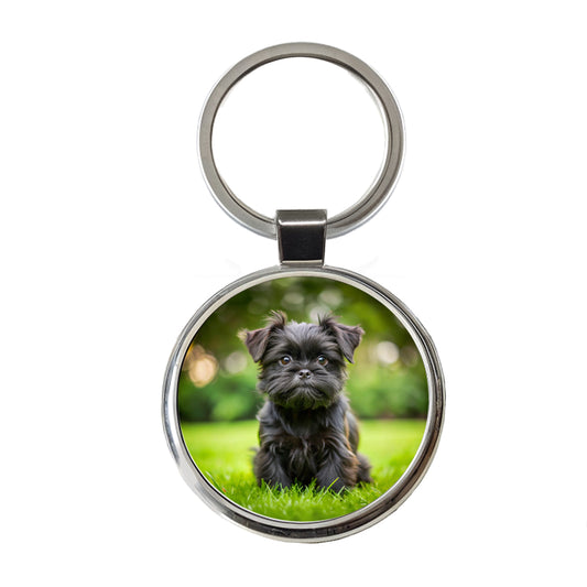 Affenpinscher Dog Puppy Photo Round Metal Keychain