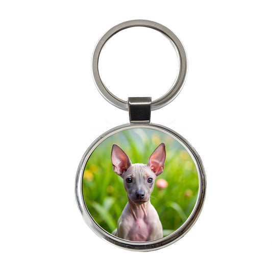 American Hairless Terrier Dog Puppy Photo Round Metal Keychain