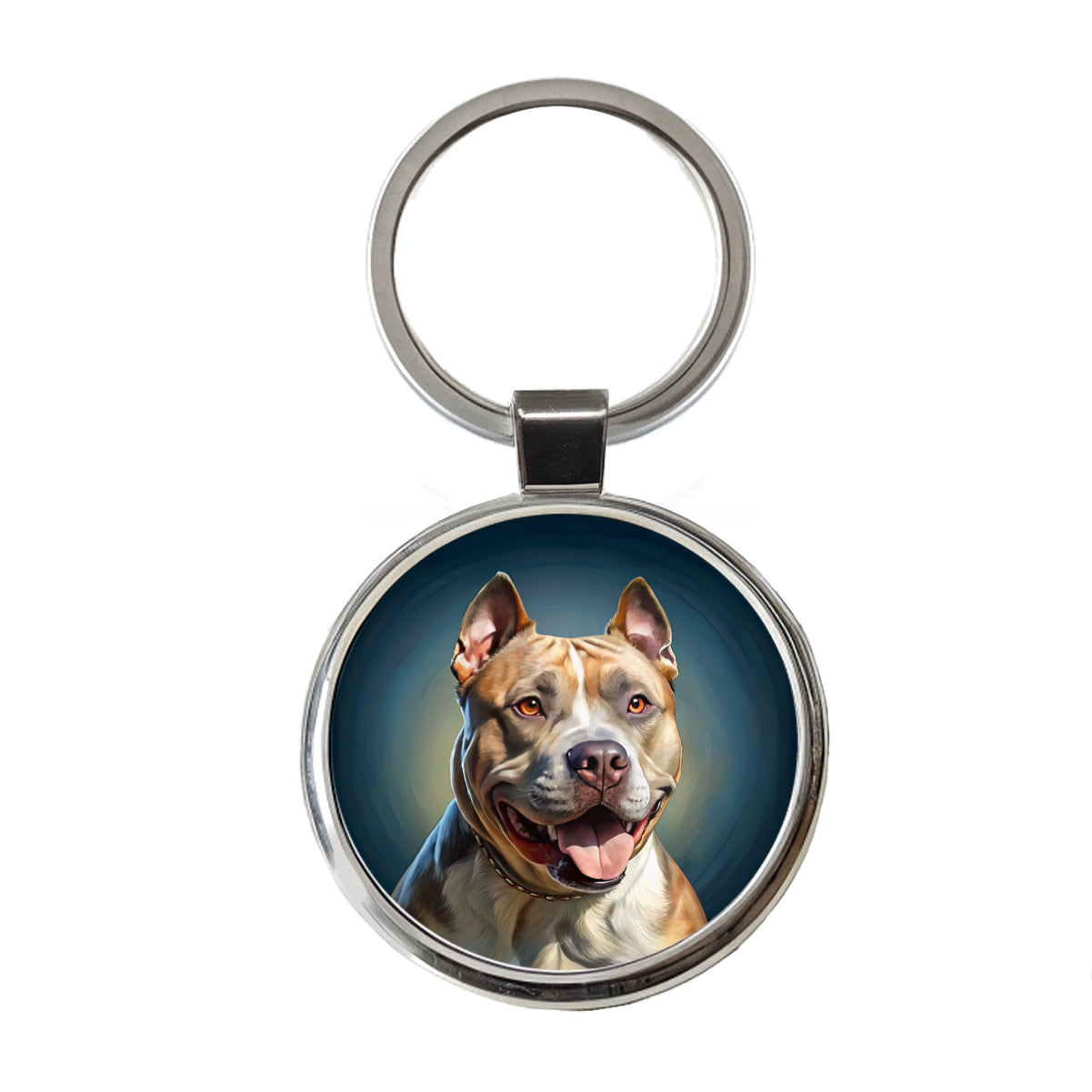 American Staffordshire Terrier Dog Illustration Round Metal Keychain