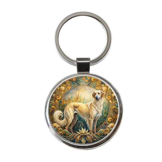 Anatolian Shepherd Dog Art Nouveau Round Metal Keychain