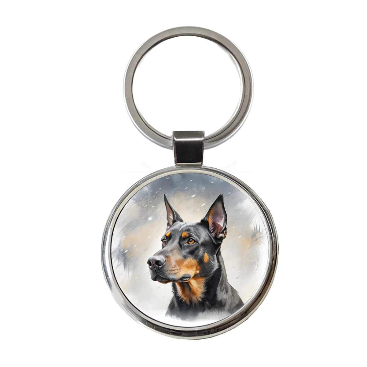 Beauceron Dog Illustration Round Metal Keychain