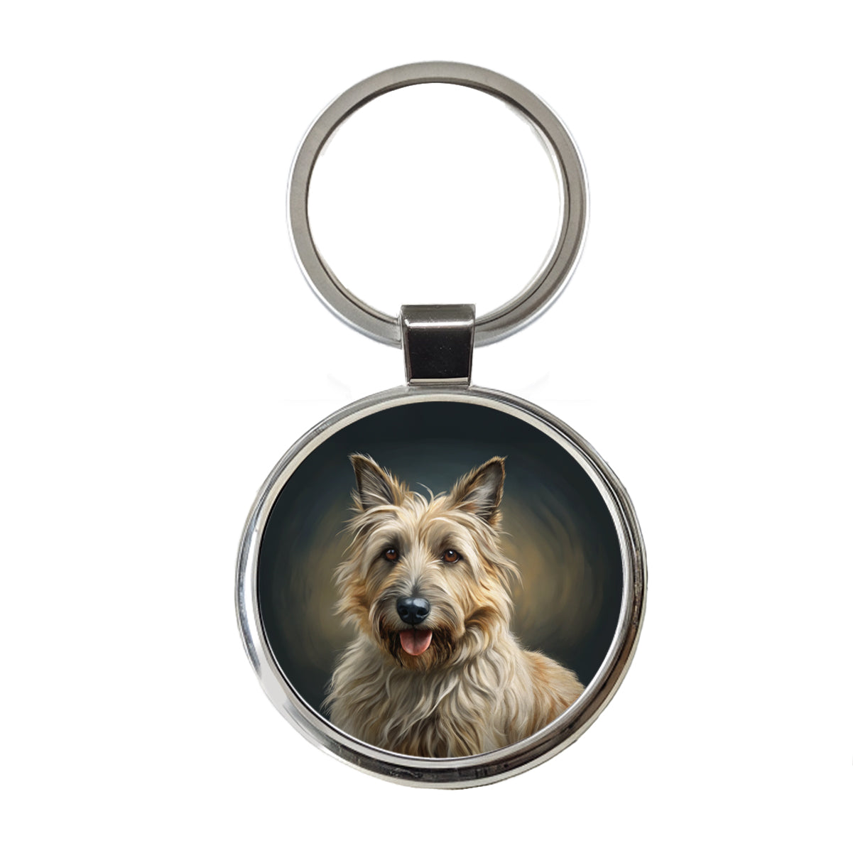 Berger Picard Dog Illustration Round Metal Keychain