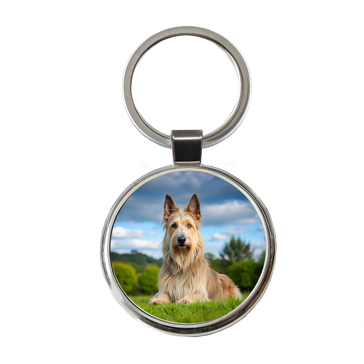 Berger Picard Dog Photo Round Metal Keychain
