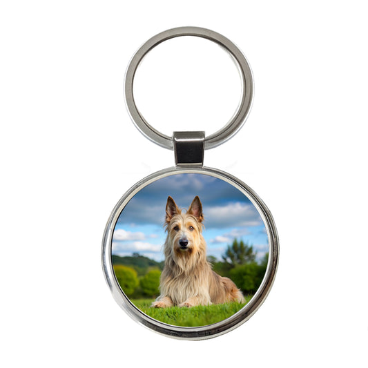 Berger Picard Dog Photo Round Metal Keychain