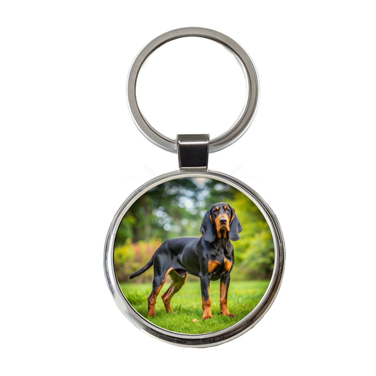 Black And Tan Coonhound Dog Photo Round Metal Keychain