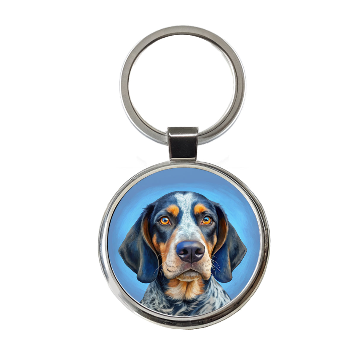 Bluetick Coonhound Dog Illustration Round Metal Keychain