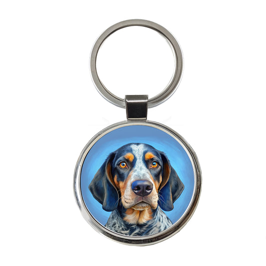 Bluetick Coonhound Dog Illustration Round Metal Keychain