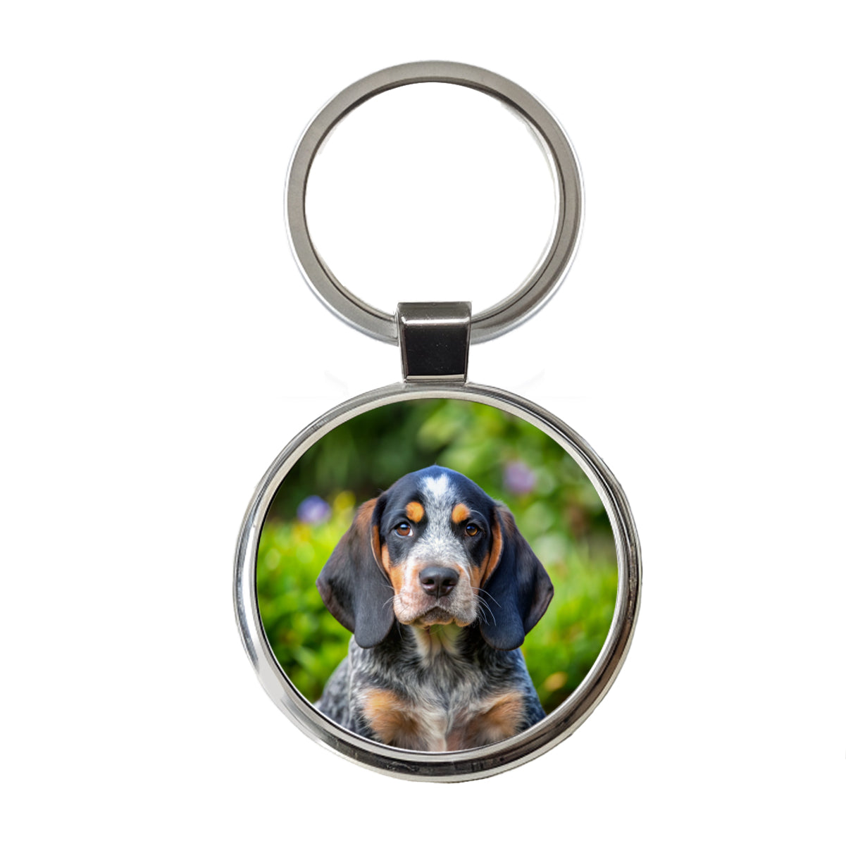Bluetick Coonhound Dog Puppy Photo Round Metal Keychain