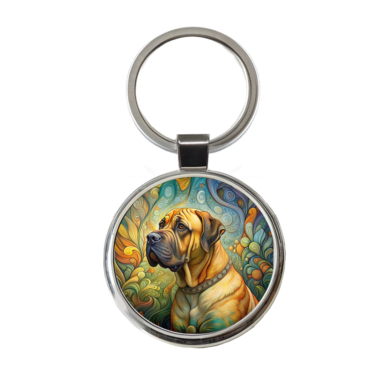 Boerboel Dog Art Nouveau Round Metal Keychain