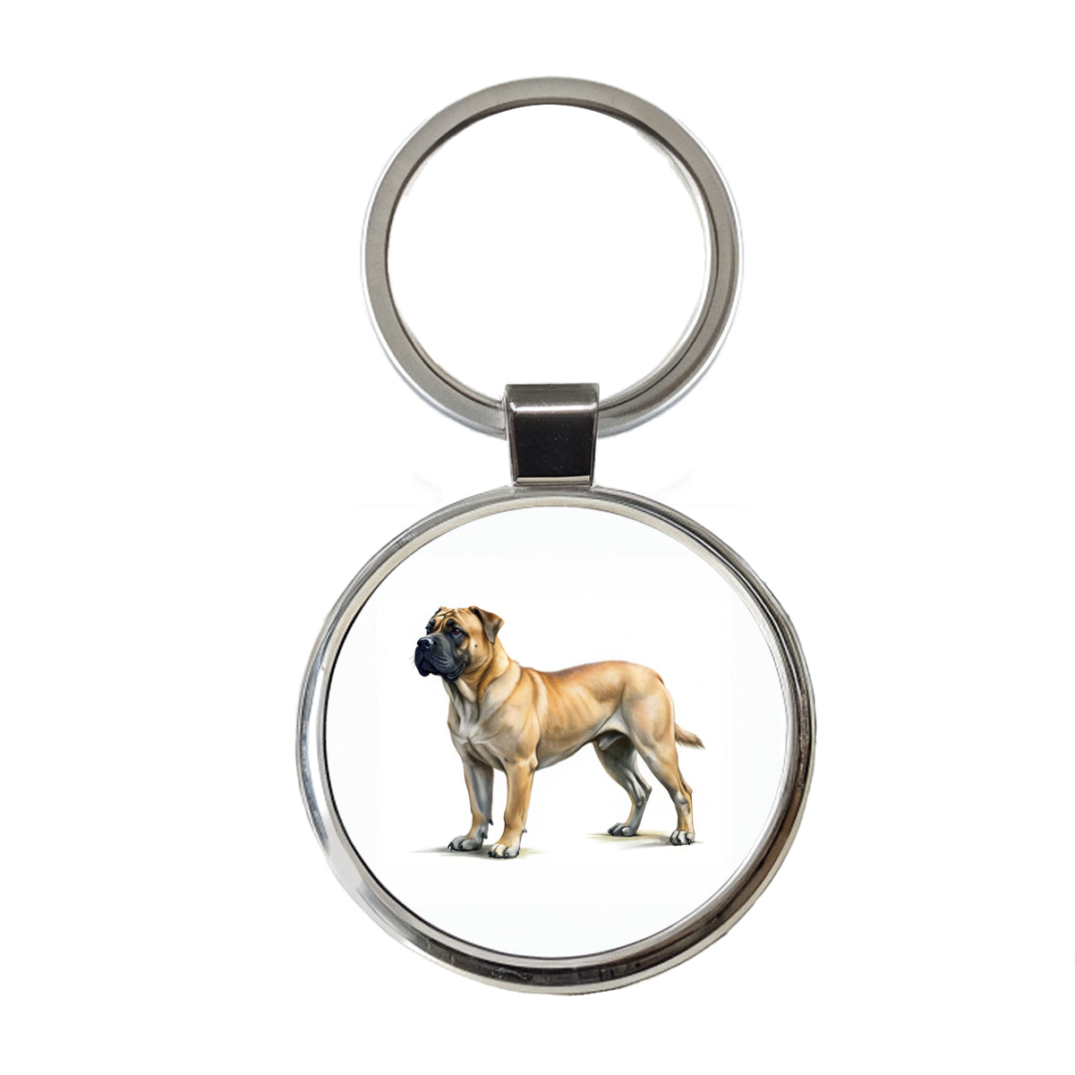 Boerboel Dog Illustration Round Metal Keychain
