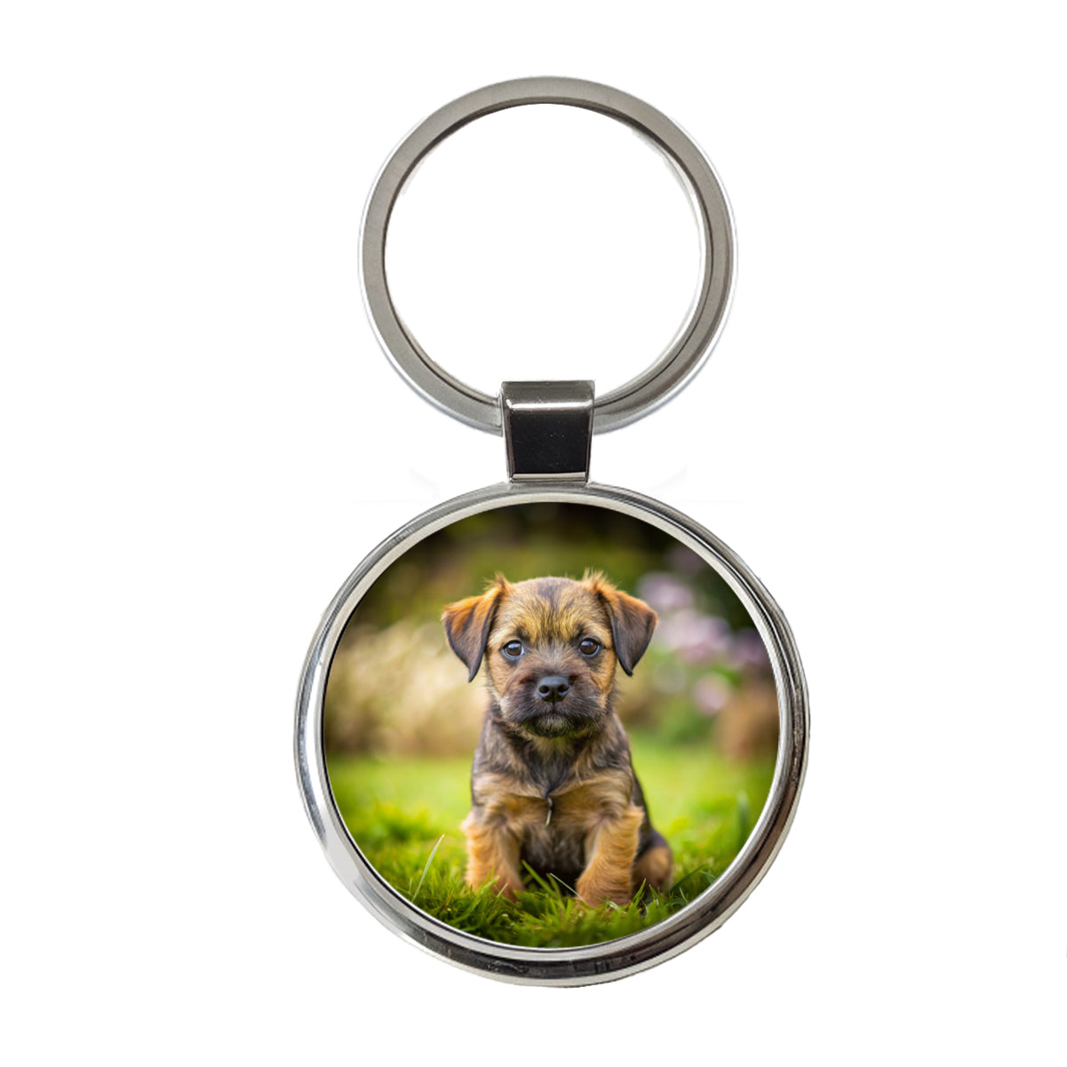 Border Terrier Dog Puppy Photo Round Metal Keychain