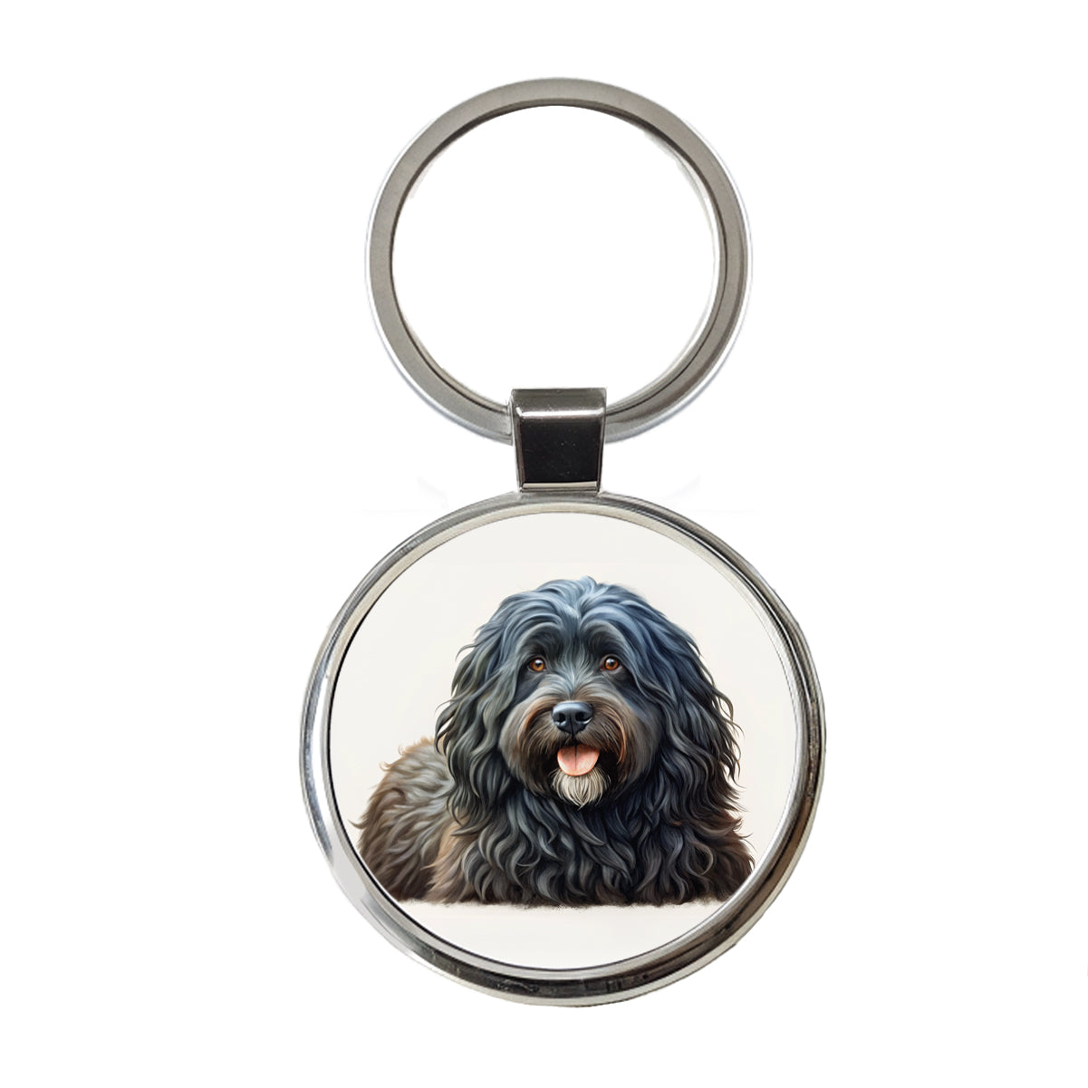 Bouviers Des Flandres Dog Illustration Round Metal Keychain