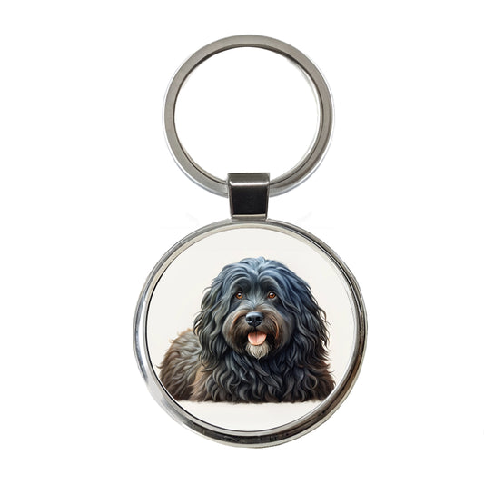 Bouviers Des Flandres Dog Illustration Round Metal Keychain