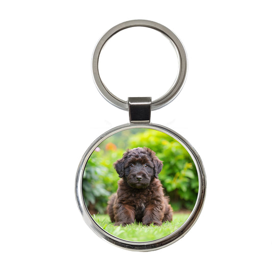 Bouviers Des Flandres Dog Puppy Photo Round Metal Keychain