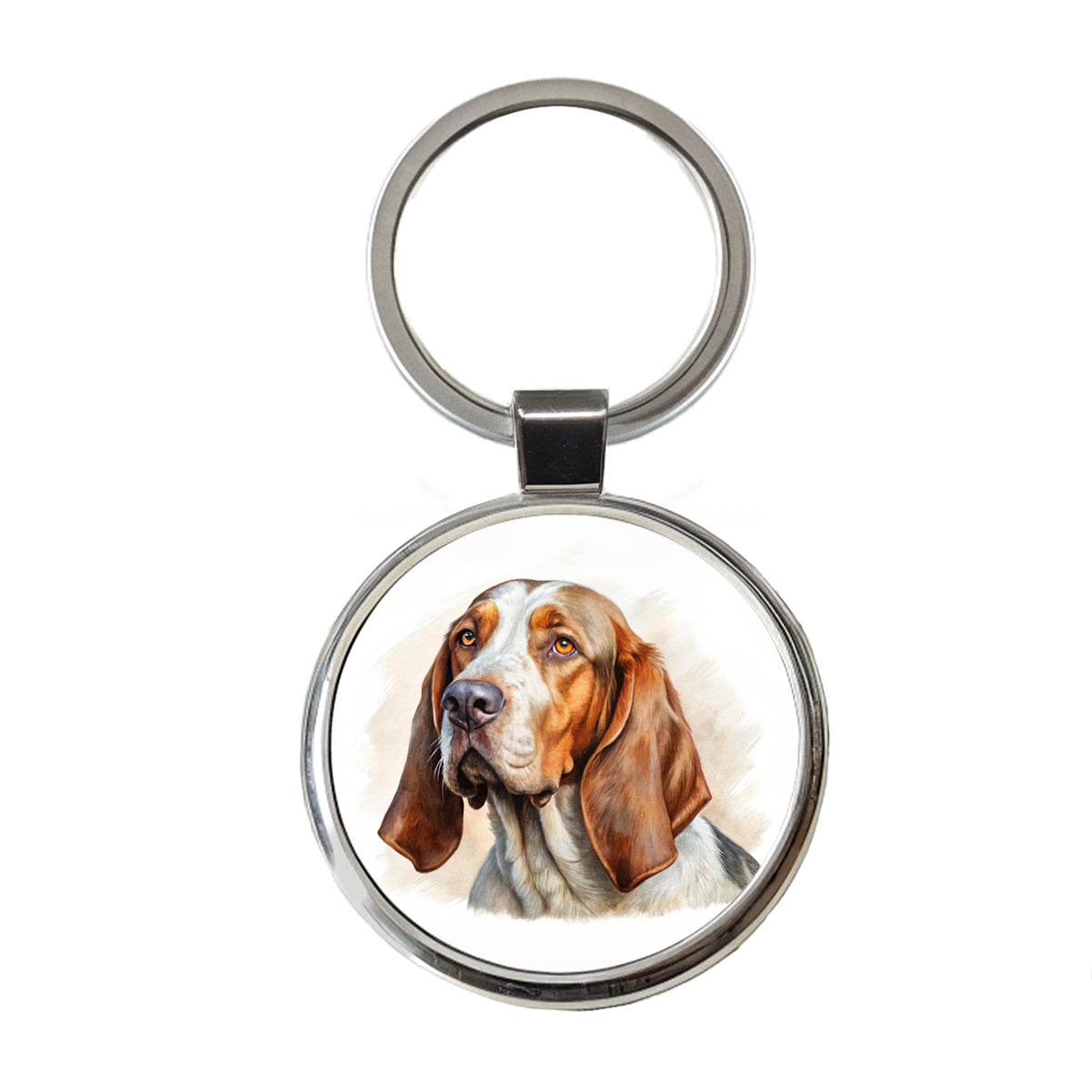 Bracco Italiano Dog Illustration Round Metal Keychain