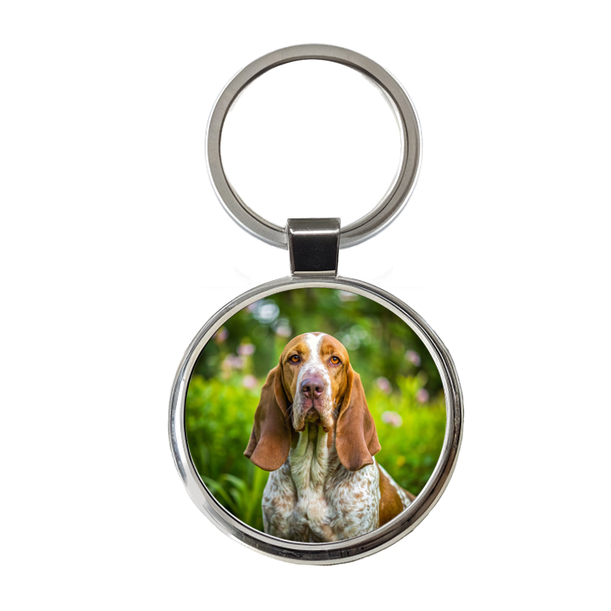 Bracco Italiano Dog Photo Round Metal Keychain