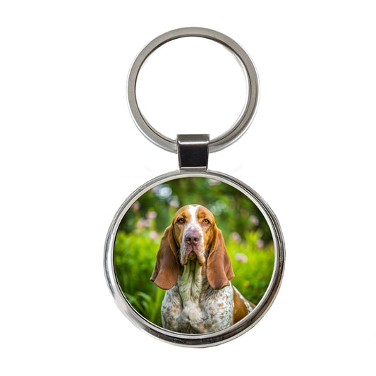 Bracco Italiano Dog Photo Round Metal Keychain