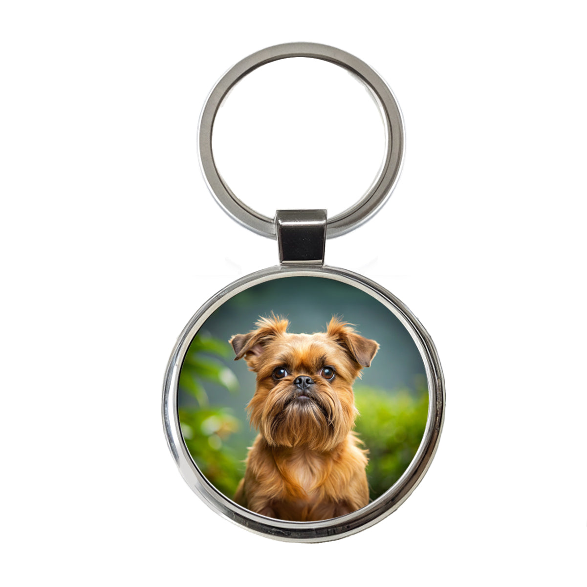 Brussels Griffon Dog Photo Round Metal Keychain