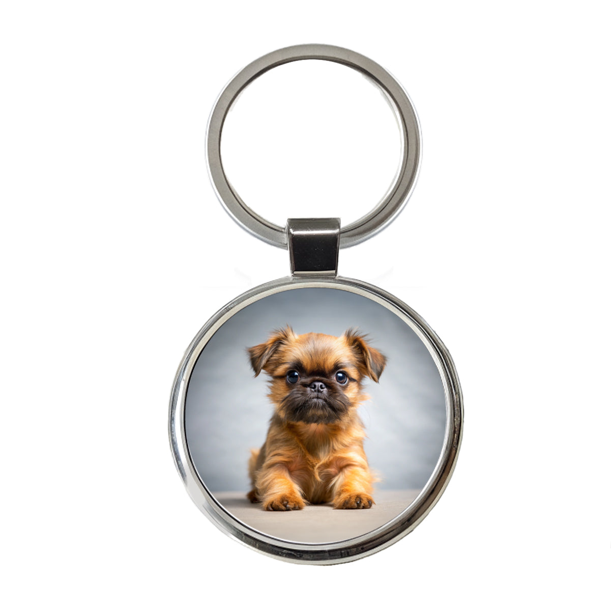 Brussels Griffon Dog Puppy Photo Round Metal Keychain