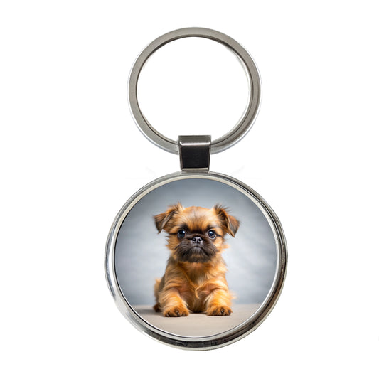 Brussels Griffon Dog Puppy Photo Round Metal Keychain