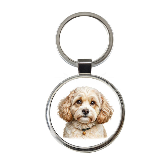 Cavachon Dog Illustration Round Metal Keychain