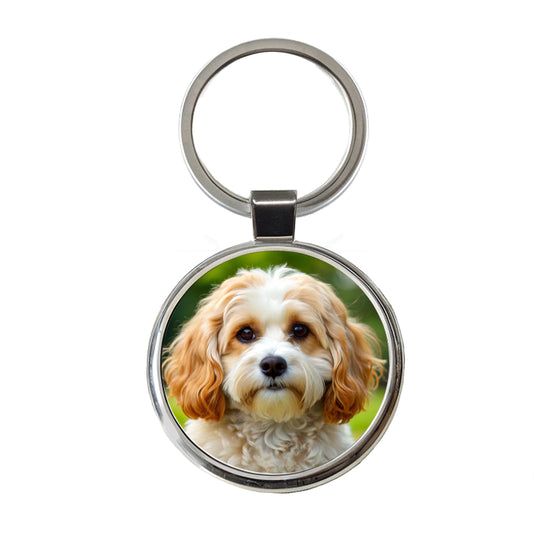 Cavachon Dog Photo Round Metal Keychain