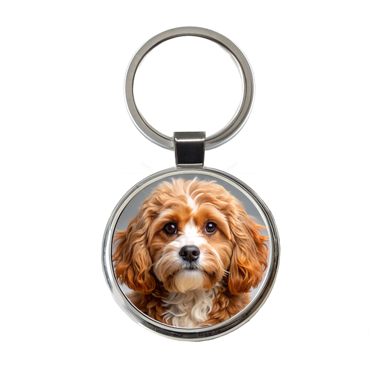 Cavapoo Dog Photo Round Metal Keychain