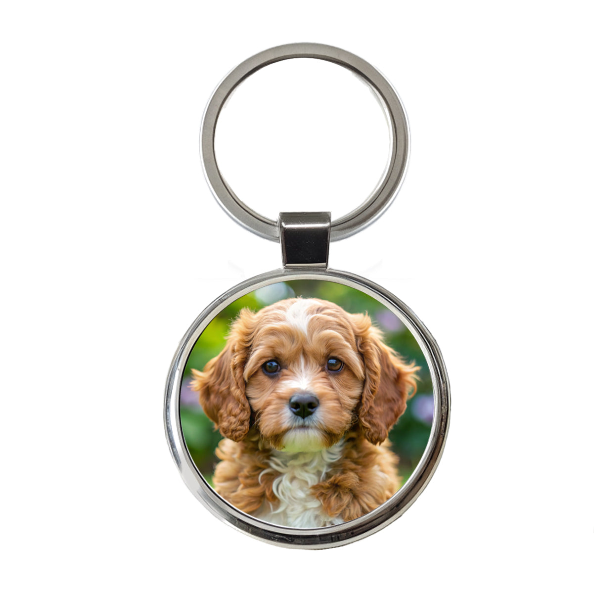 Cavapoo Dog Puppy Photo Round Metal Keychain