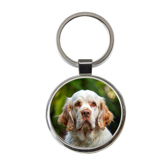Clumber Spaniel Dog Photo Round Metal Keychain