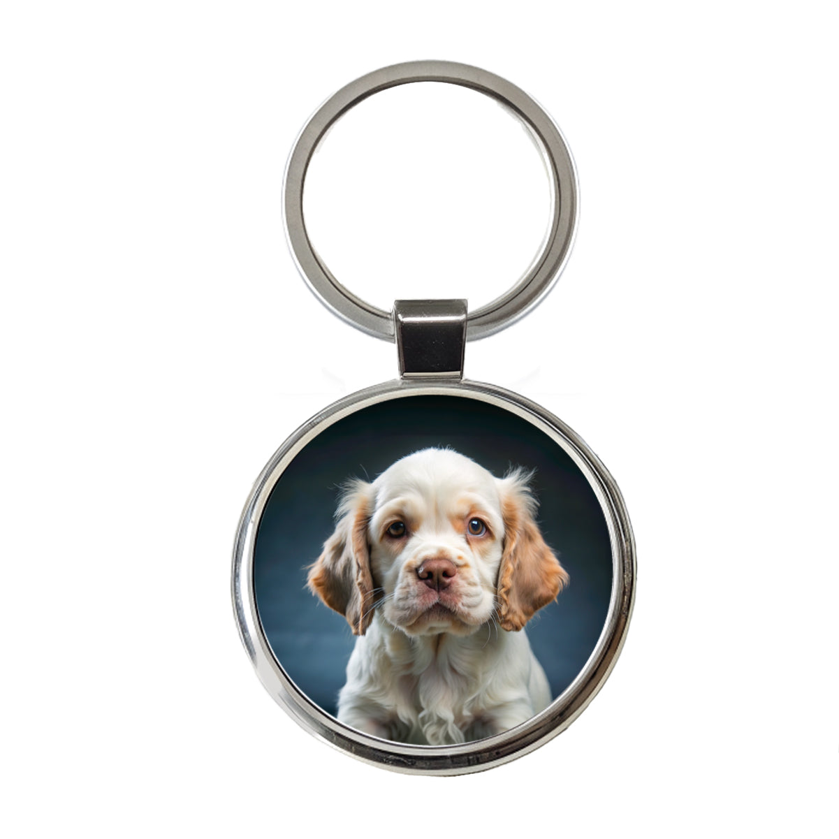 Clumber Spaniel Dog Puppy Photo Round Metal Keychain