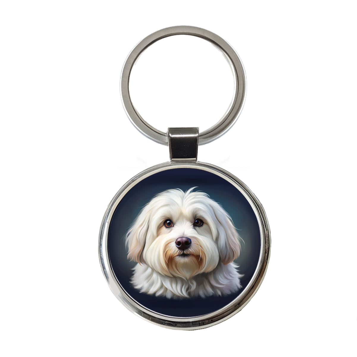 Coton De Tulear Dog Illustration Round Metal Keychain