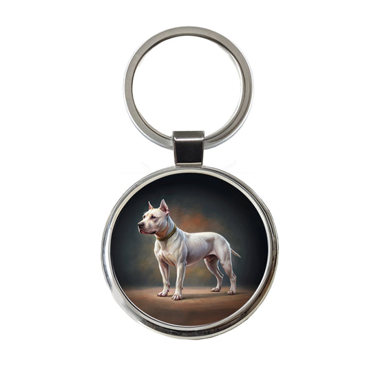 Dogo Argentino Dog Illustration Round Metal Keychain