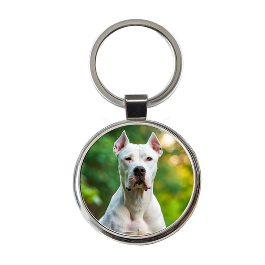Dogo Argentino Dog Photo Round Metal Keychain
