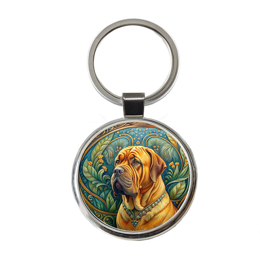 Dogues De Bordeaux Dog Art Nouveau Round Metal Keychain