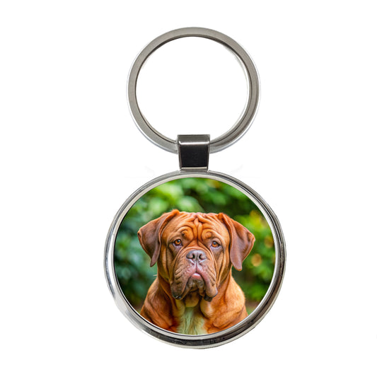 Dogues De Bordeaux Dog Photo Round Metal Keychain