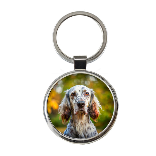 English Setter Dog Photo Round Metal Keychain