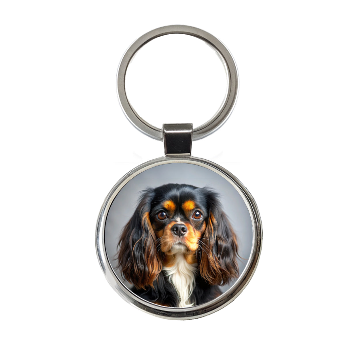 English Toy Spaniel Dog Photo Round Metal Keychain
