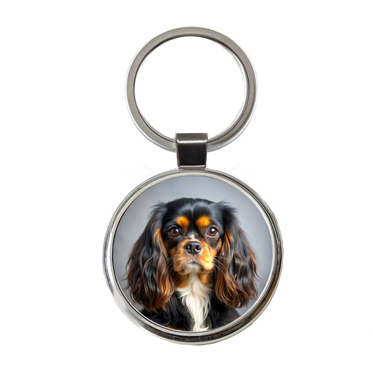 English Toy Spaniel Dog Photo Round Metal Keychain