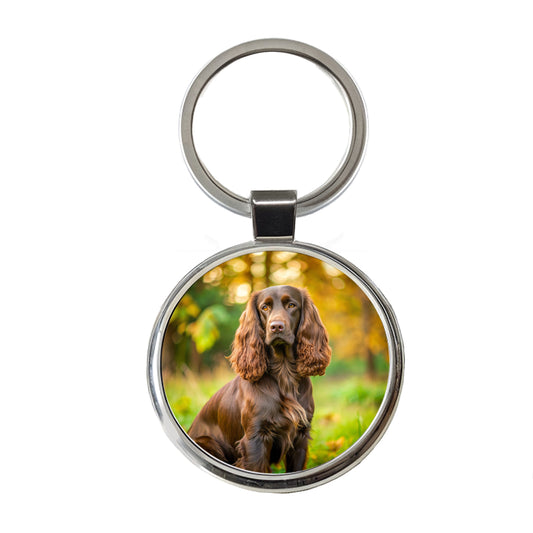 Field Spaniel Dog Photo Round Metal Keychain