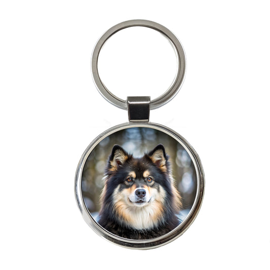 Finnish Lapphund Dog Photo Round Metal Keychain